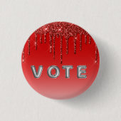 Glam Red Glitter Drip  Button (Vorderseite)