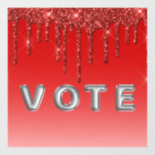 Glam Red Glitter Drip  Fensteraufkleber (Blatt)