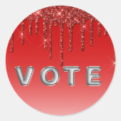 Glam Red Glitter Drip  Runder Aufkleber (Vorderseite)