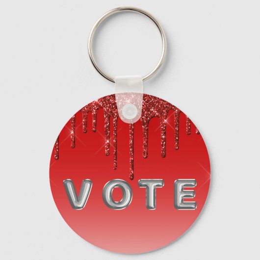 Glam Red Glitter Drip  Schlüsselanhänger (Vorderseite)