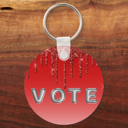 Glam Red Glitter Drip Schlüsselanhänger (Rückseite)