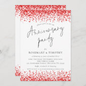 Glam Red Glitzer Anniversary Partys Einladung (Vorne/Hinten)