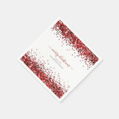 Glam Red Glitzer Name Merina Christmas White Serviette (Ecke)