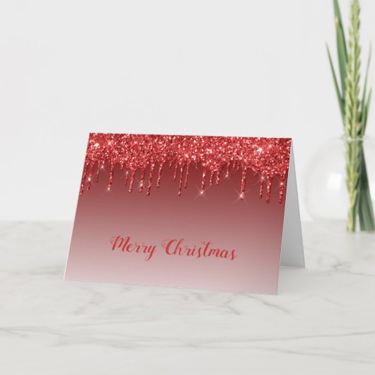 Glam Red Glitzer Tropfen Weihnachten (Vorderseite)