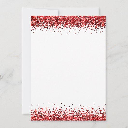 Glam Red Glitzer Weihnachtsweiße Party Einladung (Rückseite)