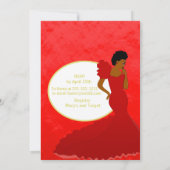 Glam Red & Gold African American Brautparty Einladung (Rückseite)
