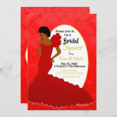Glam Red & Gold African American Brautparty Einladung (Vorne/Hinten)