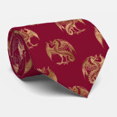 Glam Red Gold Dragon Krawatte (Gerollt)