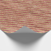 Glam Red Gold Glitzer Streifen Geschenkpapier (Ecke)