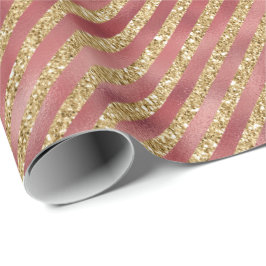Glam Red Gold Glitzer Streifen Geschenkpapier