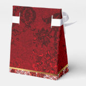 Glam Red Gold White Lace Geschenk Geschenkschachtel (Rückseite)