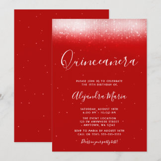 Glam Red Quinceañera Einladung