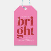 Glam Red Sequin Merry und Bright Christmas Geschenkanhänger (Vorderseite)