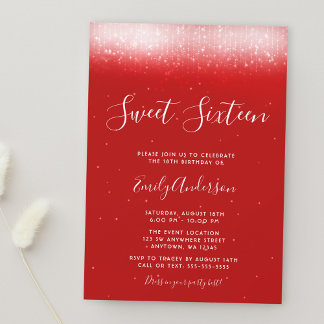 Glam Red Sweet 16 Einladung