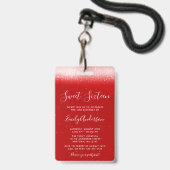 Glam Red Sweet 16 Einladung VIP Pass Abzeichen Ausweis (Rückseite mit Lanyard)