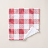 Glam Red White Buffalo Kariert Badhandtuch Set (Waschlappen)