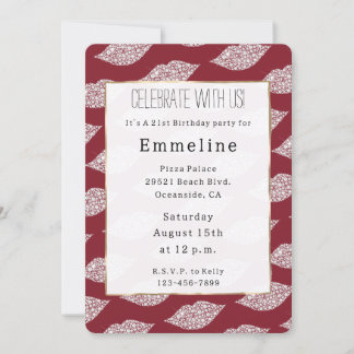 Glam Red White Diamond Lippen Einladung