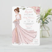 Glam Redhead Bride Brautparty Einladung (Stehend Vorderseite)