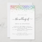 Glam Regenbogen Glitter QR-Code Hochzeit Einladung (Vorderseite)