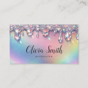 Glam Regenbogen Glitter Tropf Schrift Design Visitenkarte
