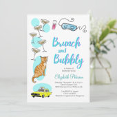 Glam Retro Cocktail Party HandGezeichnet Brautpart Einladung (Stehend Vorderseite)