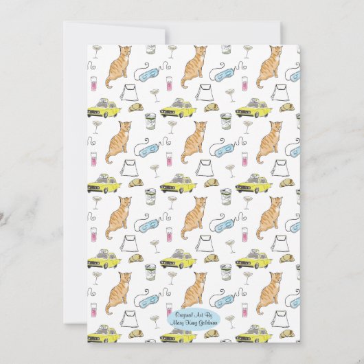 Glam Retro Cocktail Party HandGezeichnet Brautpart Einladung (Rückseite)