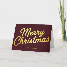 Glam Retro Foil Script Merry Christmas Feiertagskarte
