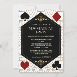 Glam Roaring 1920s Casino Gambling New Year Party Einladung