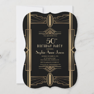 Glam Roaring 20's Great Gatsby 50. Geburtstagspart Einladung