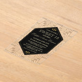 Glam Roaring 20s Great Gatsby Art Deco Sweet 16 Acryleinladungen (Ablage )