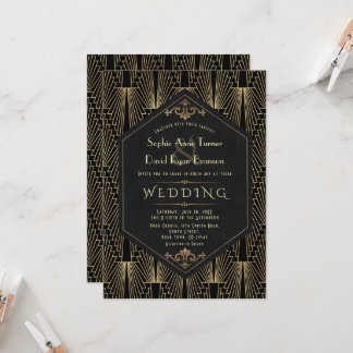 Glam Roaring 20s Great Gatsby Art Deco Wedding Einladung