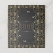 Glam Roaring 20s Great Gatsby Art Deco Wedding Platzkarte (Außenseite Aufgefaltet)