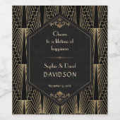 Glam Roaring 20s Great Gatsby Art Deco Wedding Weinetikett (Einzelnes Label)