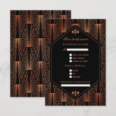 Glam Roaring 20s Great Gatsby Copper Black Wedding RSVP Karte (Vorne/Hinten)