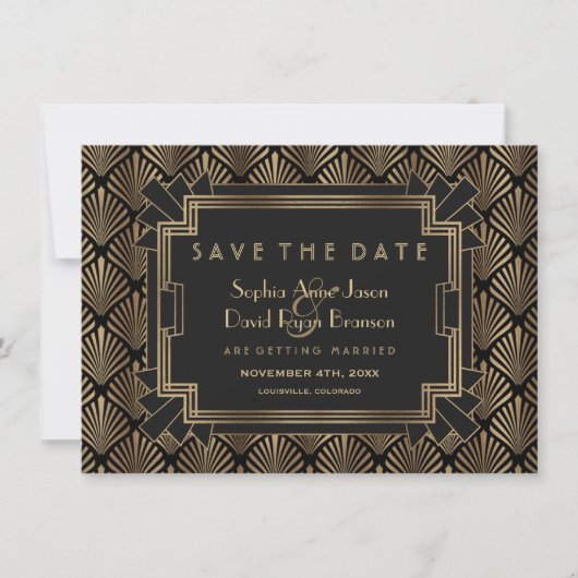 Glam Roaring 20's Great Gatsby Save the Date (Vorderseite)