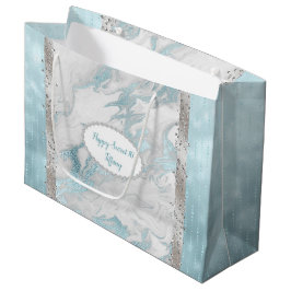 Glam Robins Egg Blue und Silver Gift Bag Große Geschenktüte