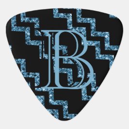 Glam Rock Black Blue Glitzer Mit Monogramm Custom Plektrum