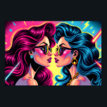 Glam Rock Sisters - Electric Pop Art Poster<br><div class="desc">Treten Sie ein in das Rampenlicht mit den "Glam Rock Sisters", einem atemberaubenden Stück Elektrokunst, das mit der Energie einer ausverkauften Stadionshow knistert. In einer dramatischen Konfrontation haben zwei Frauen, die durch Stil und Geist gebunden sind, einen mächtigen Blick. Dies ist eine Geschichte der Schwesternschaft, Rivalität oder vielleicht die beiden...</div>