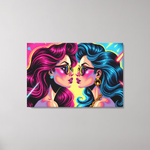 Glam Rock Sisters - Elektrischer Pop Kunst Leinwanddruck