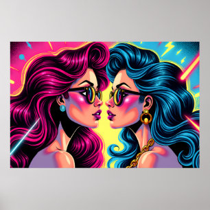 Glam Rock Sisters - Elektrischer Pop Kunst Poster