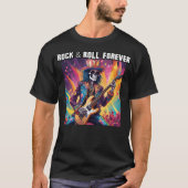 Glam Rock Skeleton Gitarrist Rock and Roll Forever T-Shirt (Vorderseite)