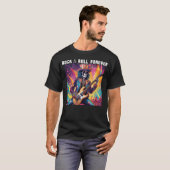 Glam Rock Skeleton Gitarrist Rock and Roll Forever T-Shirt (Vorne ganz)
