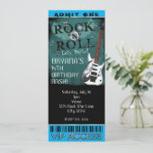 Glam Rock'n'Roll Star Birthday Ticket VIP Party Einladung (Stehend Vorderseite)