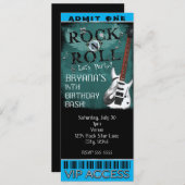 Glam Rock'n'Roll Star Birthday Ticket VIP Party Einladung (Vorne/Hinten)