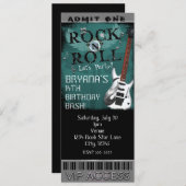 Glam Rock'n'Roll Star Birthday Ticket VIP Party Einladung (Vorne/Hinten)