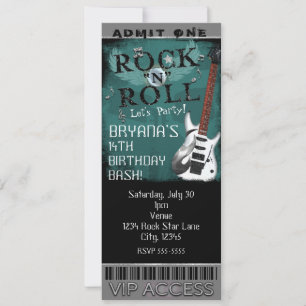 Glam Rock'n'Roll Star Birthday Ticket VIP Party Einladung