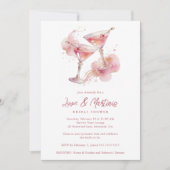 Glam Romantic Pink Martini Glasses Bridal Shower Einladung (Vorderseite)