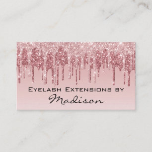 Glam Rosa Rose Gold Glitzer Tropfen Makeup Eyelash Visitenkarte