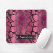 Glam rosa Schwarzer Glitzer personalisiert Mousepad (Mit Mouse)