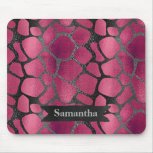 Glam rosa Schwarzer Glitzer personalisiert Mousepad